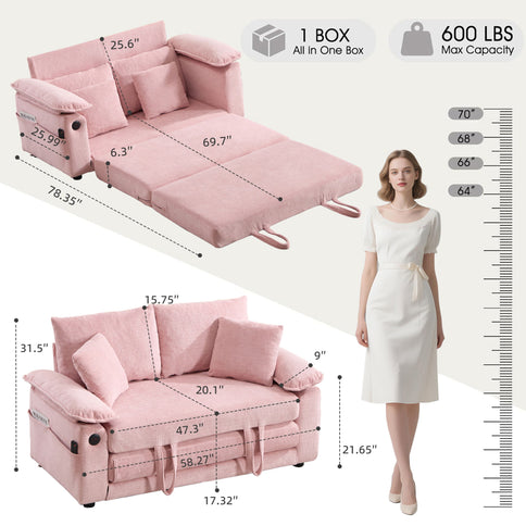Upholstered Futon Convertible Floor Sofa Bed