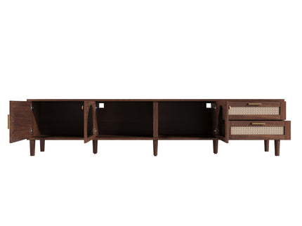 TV Stand For TVs Up To 90", Media Console With App Controlled LED Lights, 2 Drawers & Door Storage - Dark Brown