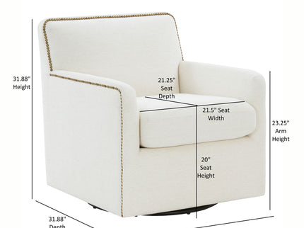 Tolland - Swivel Accent Chair With Antique Brass Nailhead Trim - Cream