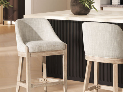 Newport - Coastal Curved Back Upholstered Counter Stool - Two Tone Neutral Gray