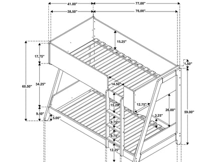 Fjord - Twin Over Twin Bunk Bed, Fits Standard Mattresses - White / Natural
