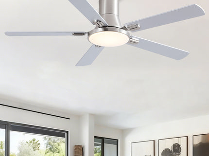Flush Mount Ceiling Fans With LED Light And Remote Control, 5 Blades