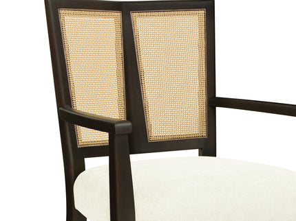 Mid Century Modern Arm Dining Chair Set With Rattan Backrest