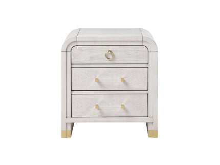 Malco - Nightstand With Spacious Drawer And Gold Metal Fluted Detailing - Black White
