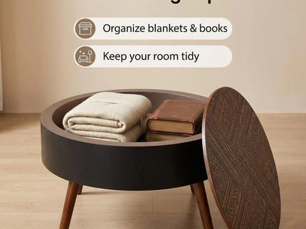 Round Coffee Table With Storage Function For Living Rooms