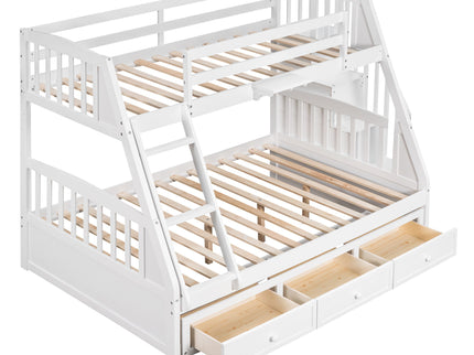 Bunk Bed With Drawers, Ladder And Storage Staircase