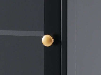 Tall Bathroom Storage Cabinet With Glass Doors, Free-Standing, Two Drawers, And Adjustable Shelves, Board, Painted Perfect For Displaying Your Favorite Items