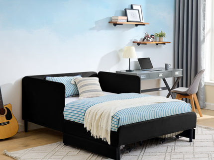 Upholstered Platform Bed Frame With 2 Storage Drawers And Adjustable Sofa Bed