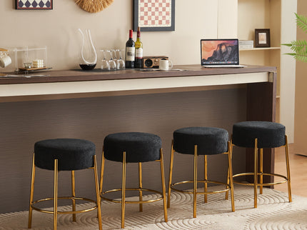 Round Bar Stools (Set of 2), Contemporary Upholstered Dining Stools For Kitchens, Coffee Shops And Bar Stores - Legs