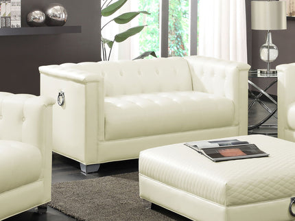 Earline - Upholstered Track Arm Loveseat - White