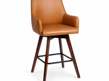 Upholstered Barrel Chair With Curved Backrest - Antique Brown