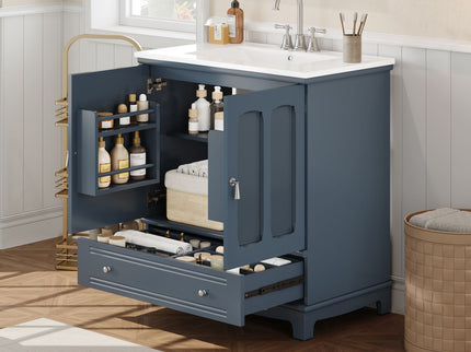 Bathroom Vanity With Sink, Cabinet With Adjustable Shelf And Drawer Divider