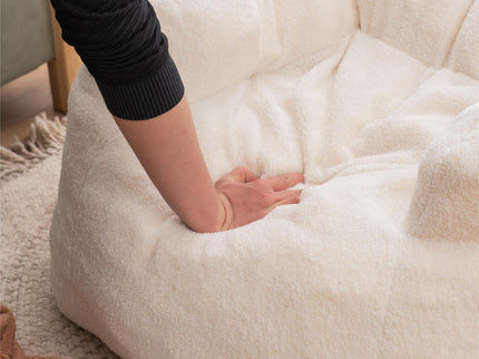 Soft Teddy Fabric Tufted Foam Bean Bag Chair With Teddy Fabric