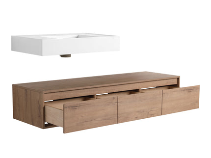 Modern Wall Mounted Bathroom Vanity With Resin Sink And Soft Close Drawer