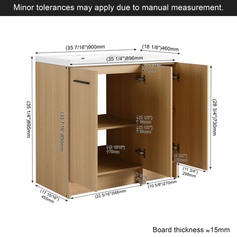 Wall Mounted Floating Bathroom Vanity With Sink, 3 Door Modular Cabinet