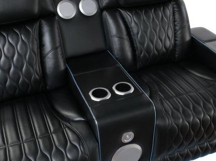 Electra - Power Reclining Loveseat With Power Headrests, Console, Speakers, Massage, LED Lighting And USB Control