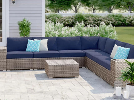 Stylish Rattan Wicker Person Seating Group With Premium Sunbrella Cushions Perfect For Outdoor Entertaining