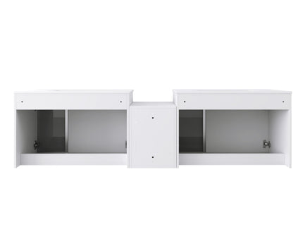 Wall Mounted Bathroom Vanity With Sink, Soft Close Doors, Cabinet & Half Door