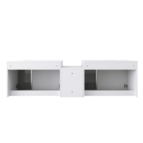 Wall Mounted Bathroom Vanity With Sink, Soft Close Doors, Cabinet & Half Door