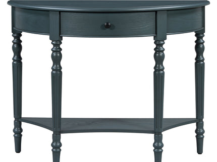 Half Moon Console Table With Drawer & Shelf