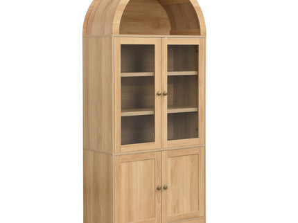 Tall Arched Top Storage Cabinet With 5 Tier Shelves, Soft Close Hinges