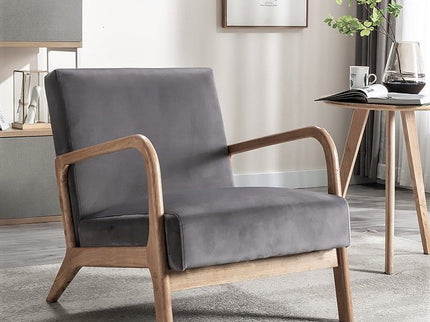 Classic Mid-Century Modern Accent Chairs, Open Framed Armchair With Cushioning