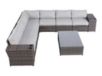 Dark Brown / 2 Pc. 7 Seater Sectional, Table