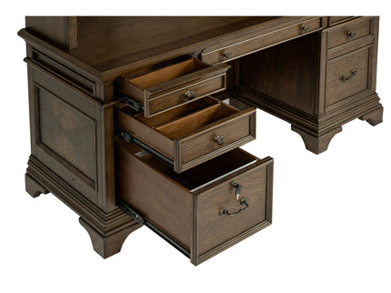 Stigham - 5 Drawer Credenza With Hutch - Oak