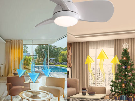 23" Bedroom Ceiling Fan With 3 Color Dimmable 3 ABS Blades Remote Control Dc Motor With 18W Led Light