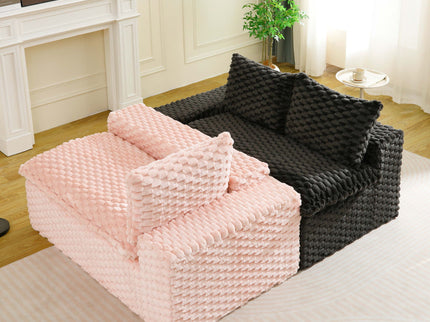Multifunctional Sofa Pink Black, Fits 4 People