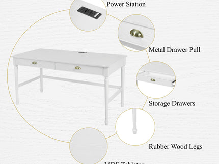 Modern Writing Desk With Drawers For Home Office