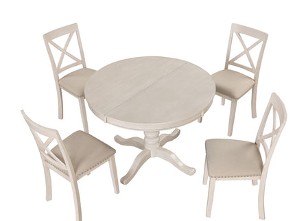 Modern Dining Table Set For 4, Round Table And 4 Kitchen Room Chairs, 5 Piece Kitchen Table Set For Dining Room, Dinette, Breakfast Nook