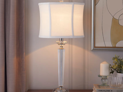 Diamond - Torch Contemporary Crystal Table Lamp (Set of 2) - Clear / Off White / Polished Nickel