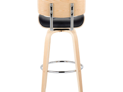 Lombardi - Mid Century Modern Fixed Height Barstool With Swivel With Round Footrest (Set of 2)
