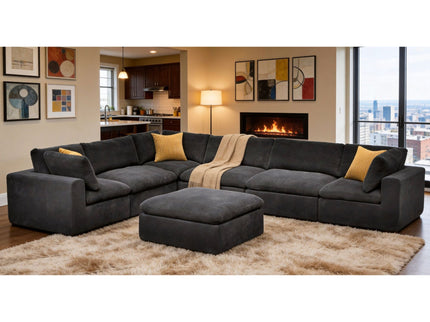 Custom Configuration Modular Sectional With Toss Pillows