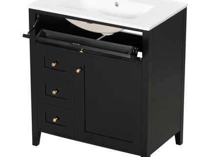Bathroom Vanity With Sink, 3 Drawers And Adjustable Shelf, Freestanding Storage Unit