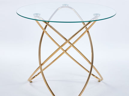 Metal Leg Dining Table With Tempered Glass Top