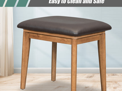 Classic Wood Makeup Vanity Set With Flip-Top Mirror And Stool, Dressing Table With Three Drawers And Storage Space