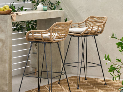 Outdoor Rattan Bar Chair With Metal Legs