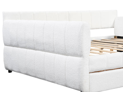 Queen Upholstered Platform Bed With USB Charging And 2 Storage Drawers - White