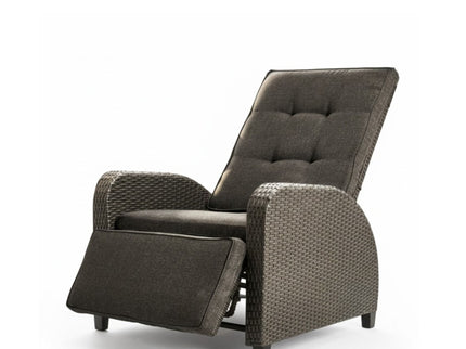 Adjustable Outdoor Lounge Chair, Plush Cushions & Extendable Footrest - Gray
