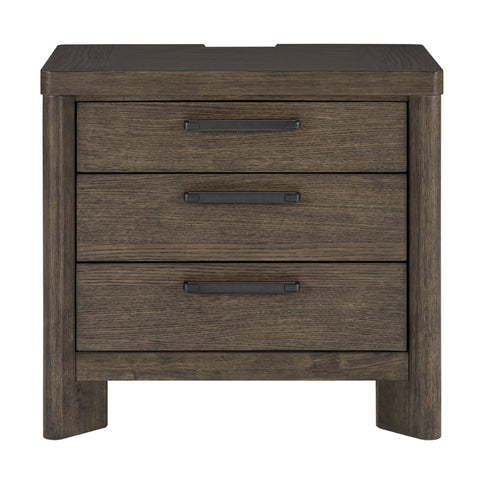 3 Drawer Nightstand With USB - Dark Oak