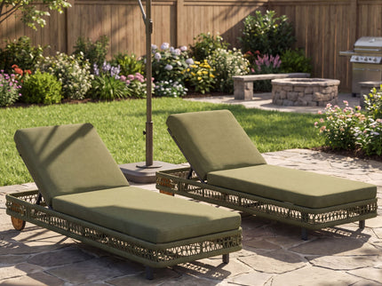 Outdoor Chaise Lounge & Wheels, 5 Position Adjustable Backrest