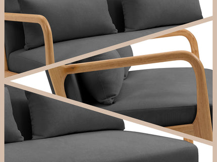 Leisure Chair With Solid Wood Armrest And Feet, Mid-Century Modern Accent Sofa, 2 Seat
