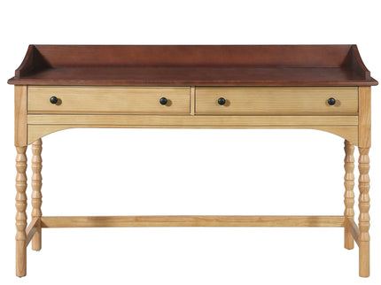Writing Desk With 2 Storage Drawers, Workstation For Living Room - Brown / Natural