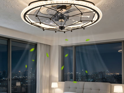 Ceiling Fan With Light And Remote Control, 6 Speeds, 3 Color Options - Matte Black