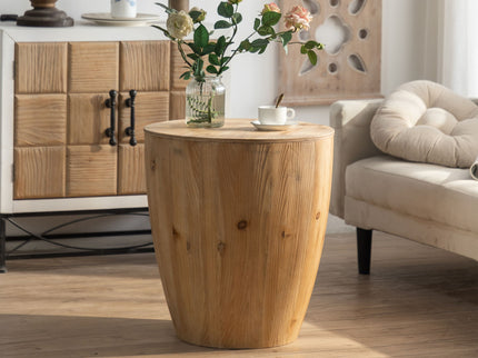 Vintage Style Barrel Coffee Table With Storage