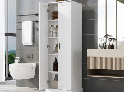 Storage Cabinet With Adjustable Shelves, 2 Doors, Rectangle Design For Bathroom