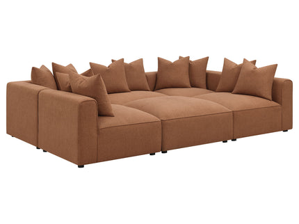Colleen - 6 Piece Modular Sectional With Tight Seats - Terracotta