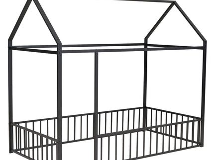 Metal Bed House Bed Frame With Fence